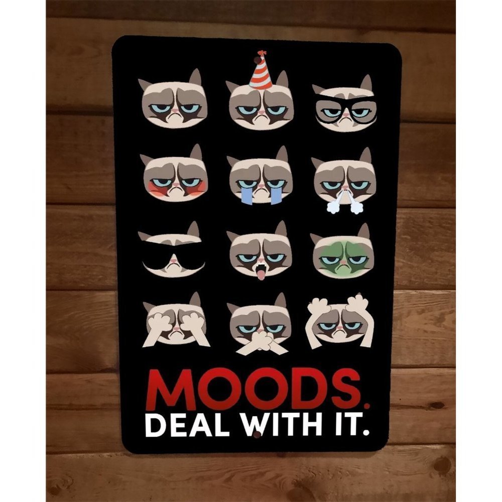 Grumpy Cat Moods Deal With It 8x12 Metal Wall Sign Animal Poster